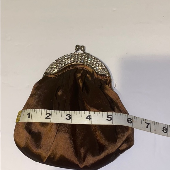 Brown evening bag w/crystals & kiss lock closure - Picture 11 of 12
